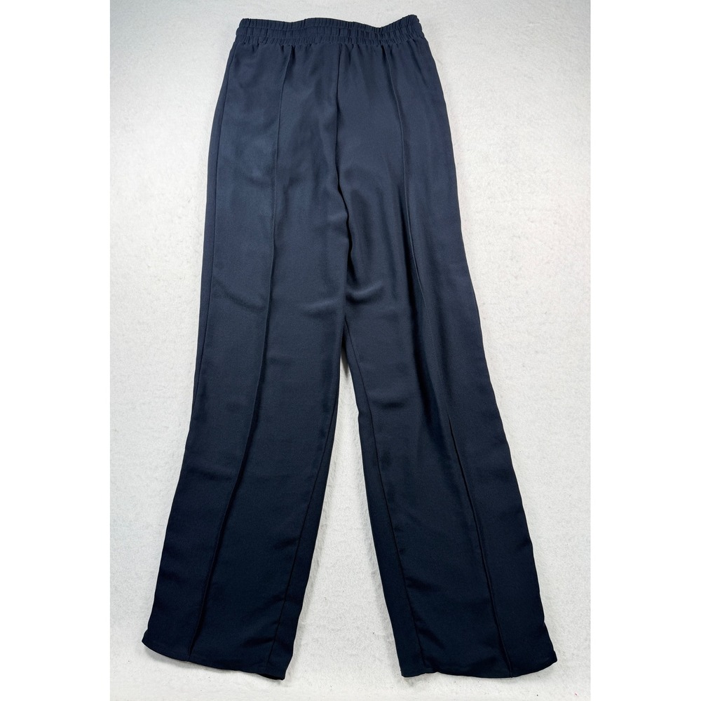 H&M Navy Blue Red Side Stripe Wide Leg Pants Trousers Sz 6 Drawstring Ankle Zip - Picture 7 of 8